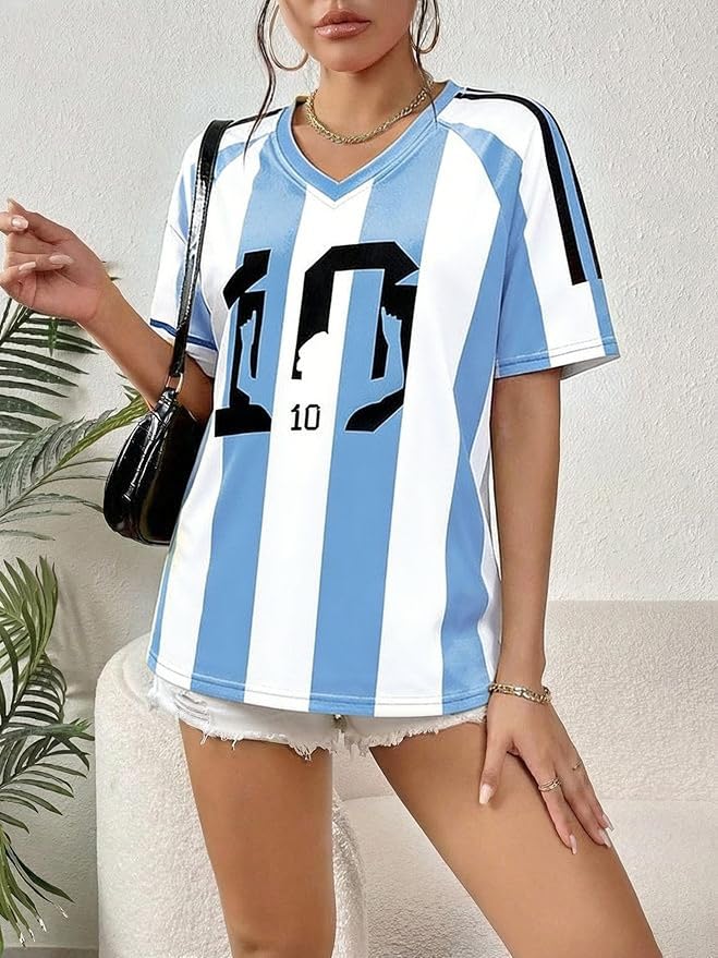 Argentina Soccer Cup 2026 Women's Oversized V-Neck Jersey