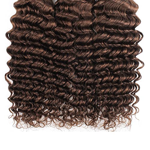 WuvuSnm 150g Dark Brown #4 Deep Wave Human Hair Bundles
