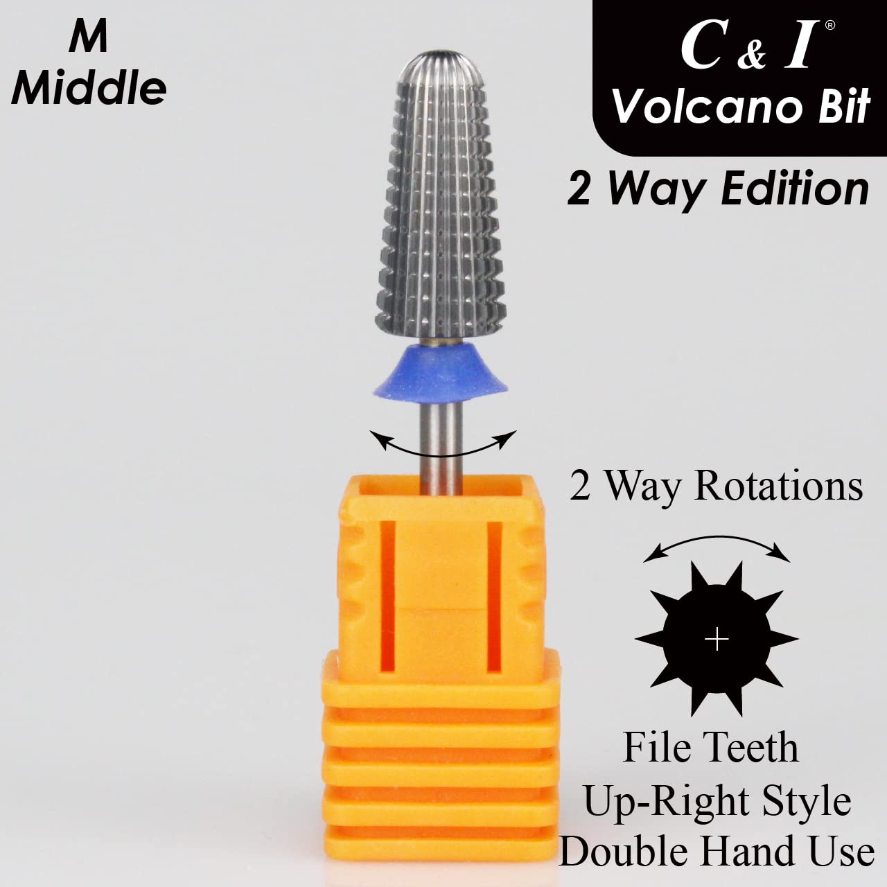 C&I Volcano Nail Drill, 2 Rotate Directions Design, Both for Left handed and Right Handed Nail Lovers, for Manicure Drill Machine (Middle)