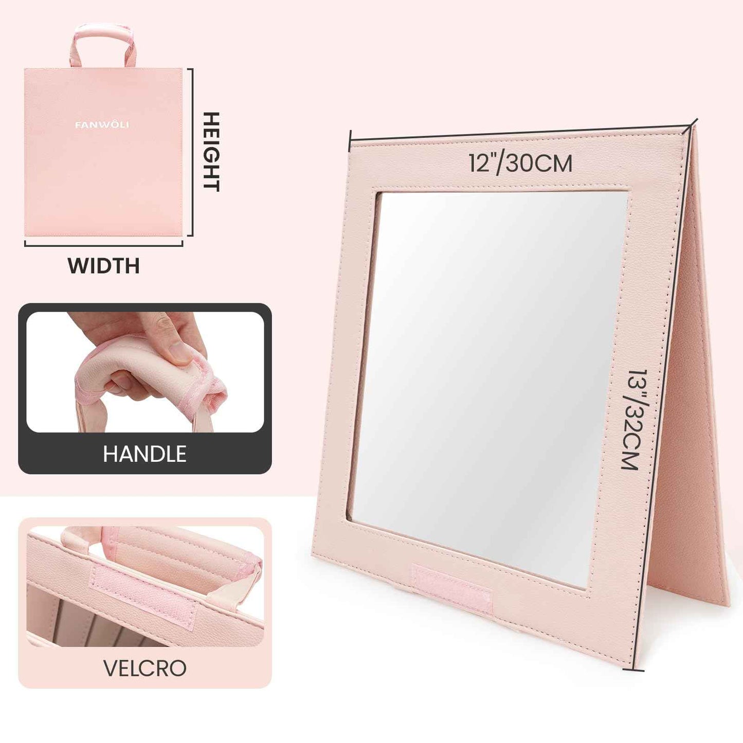 Fanwoli Hanging Mirror for Dance Bag with Garment Rack | Full-Body | Foldable & Portable | HD Reflection No Deformation