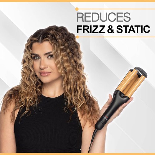 CHI Ceramic Triple Waver Iron, Curling Iron Creates Long-Lasting Frizz-Free, Waves & Curls for All Hair Types
