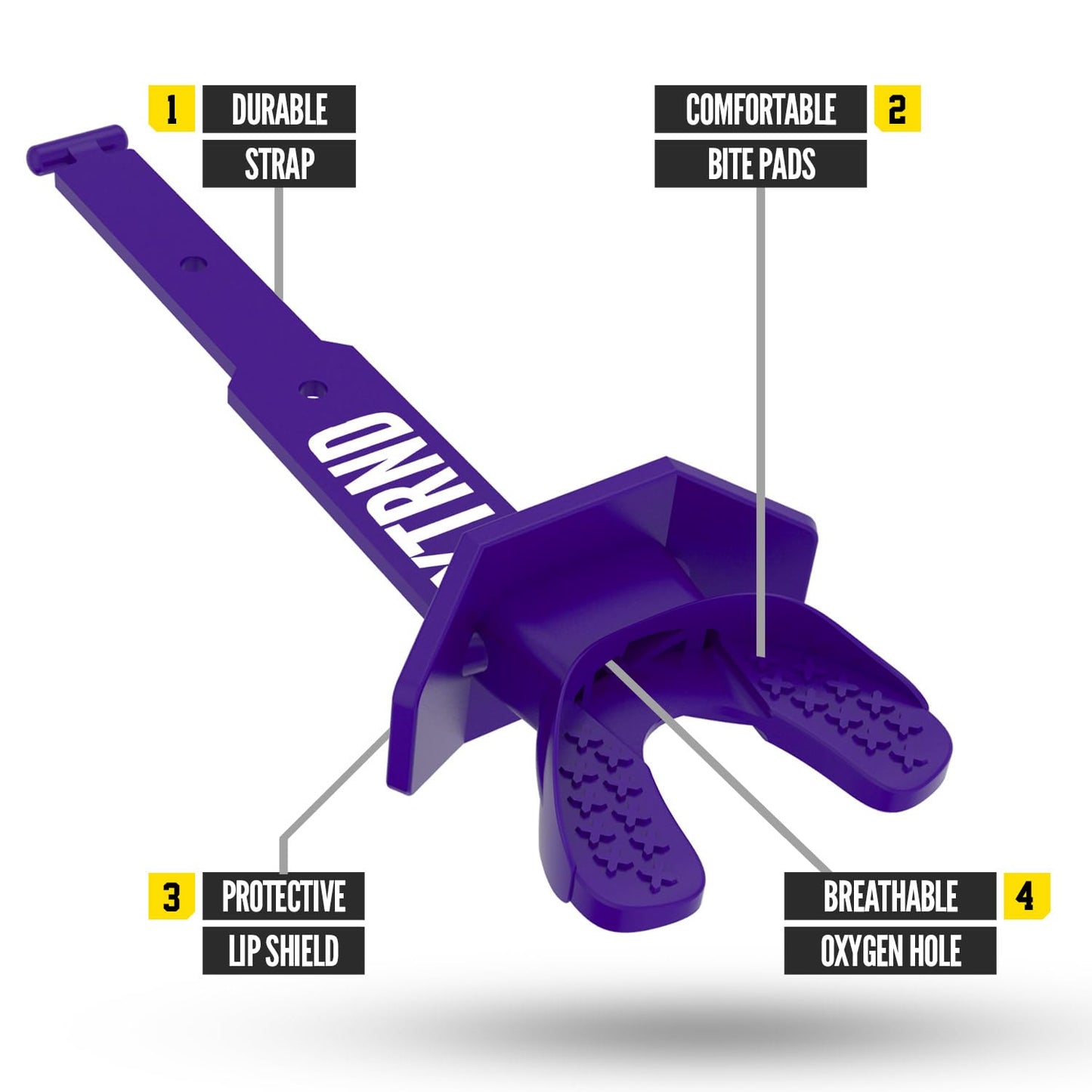 Nxtrnd Two Football Mouth Guard, Football Mouthpiece with Strap, Fits Adult & Youth (Purple)