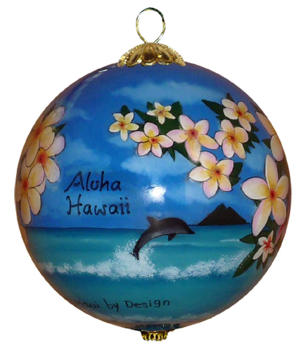 Collectible Hawaiian Christmas Ornament - Morning Glory White Plumeria MP/H