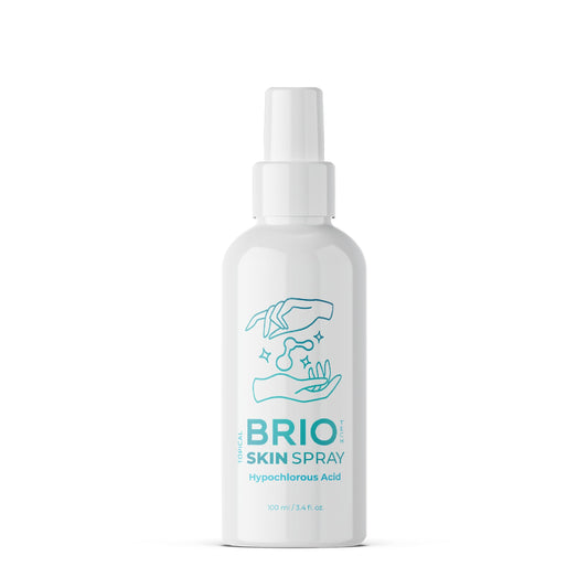 BRIOTECH Topical Skin Spray, Hypochlorous Acid Spray for Body & Face, Eyelid Cleanser, HOCl Facial Mist, Support Against Irritation, Calm Redness, Soothe Foot & Scalp, Packaging May Vary, 3.4 oz, 1 ct