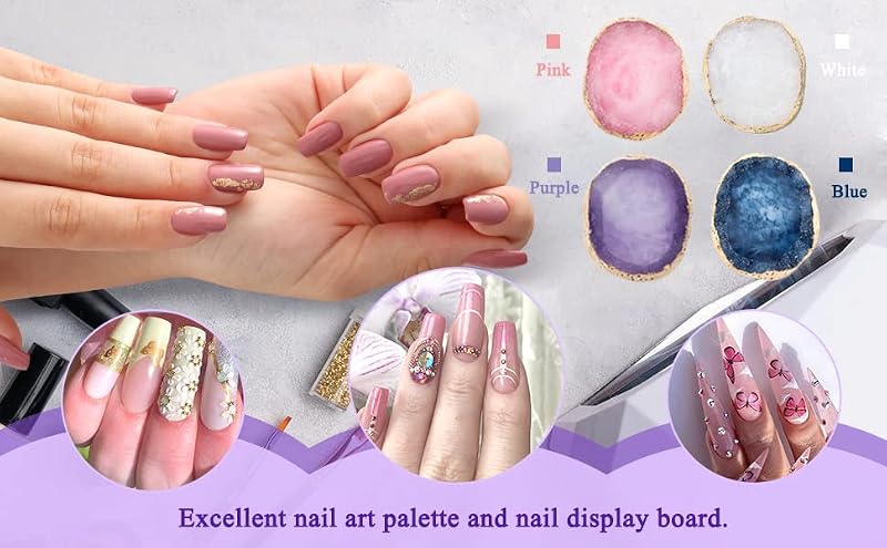 AKOAK Blue Resin Crystal Agate Nail Art Gel Palette - Manicure Display Tool