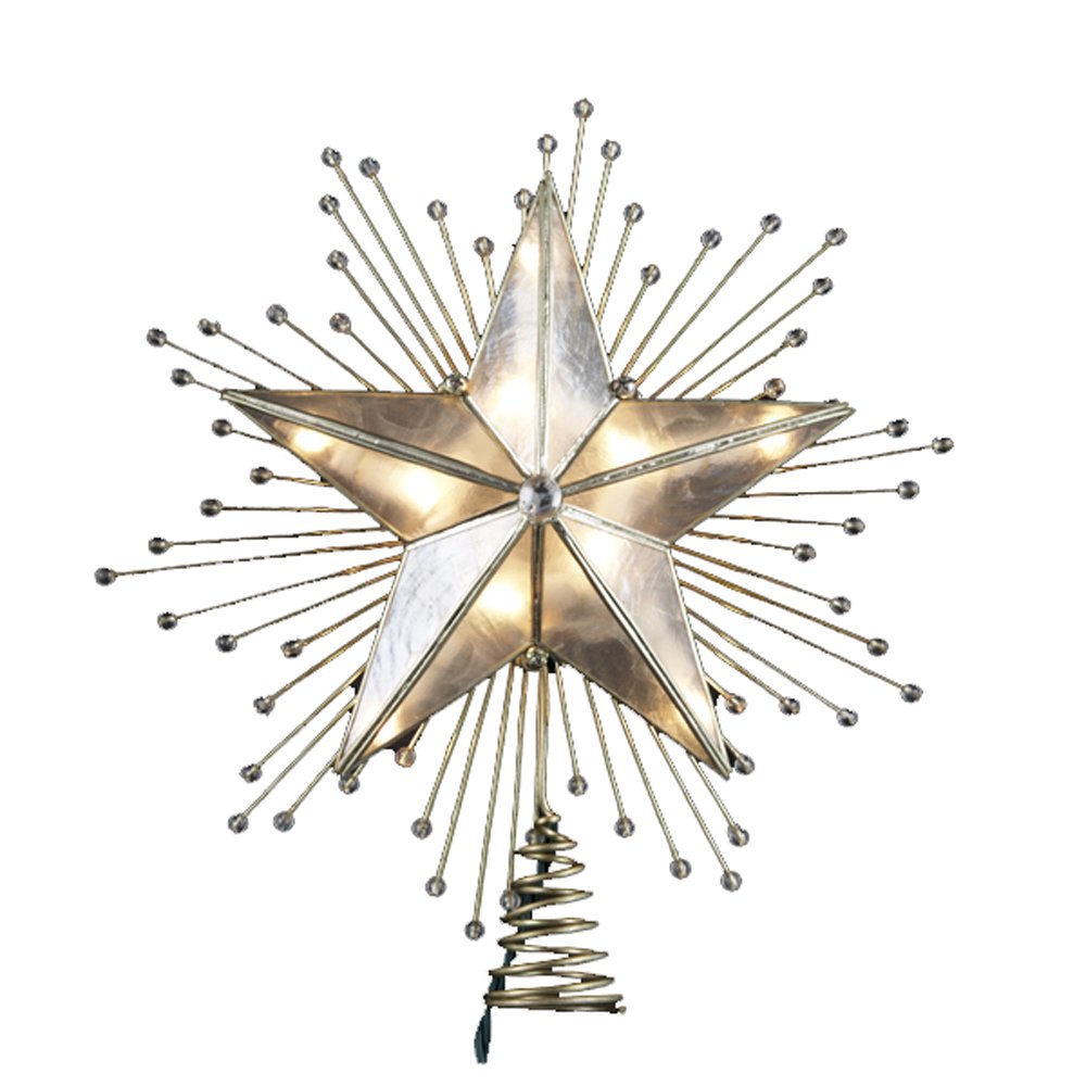 Kurt Adler 10-Inch 5-Point Capiz Star Treetop with Rays and Beads