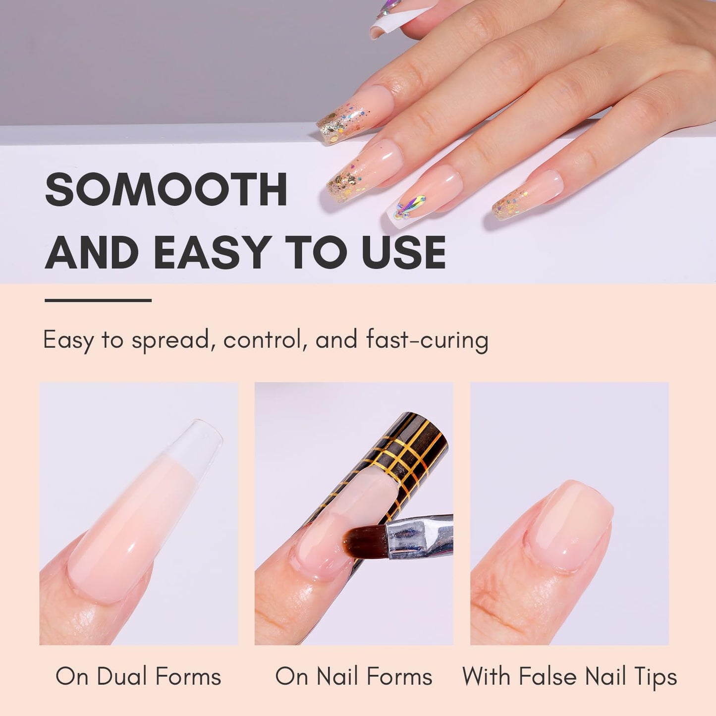 Makartt Poly Nail Extension Gel, 50ML Nude Nature Day-dream Classic Gel Color Builder Nail Gel Poly Extension Gel -Long-Lasting and Easy to Use Supplies for Trendy Nail Art Design Salon