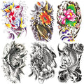 6 Sheets 21x15cm Old School Koi Carp Lucky Golden Fish Arm Leg Temporary Tattoo Stickers Perfect for Parties, Events and More