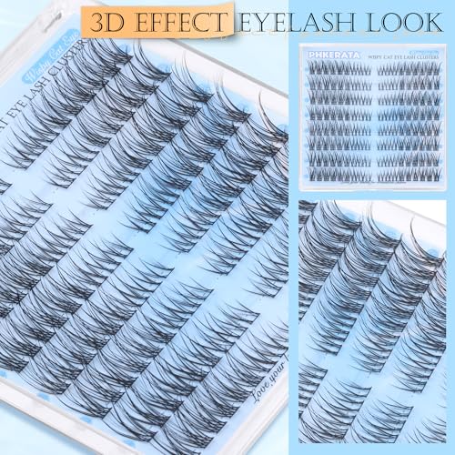 Natural Wispy Lash Clusters - 144 pcs Cat Eye Eyelash Extensions 7-15mm