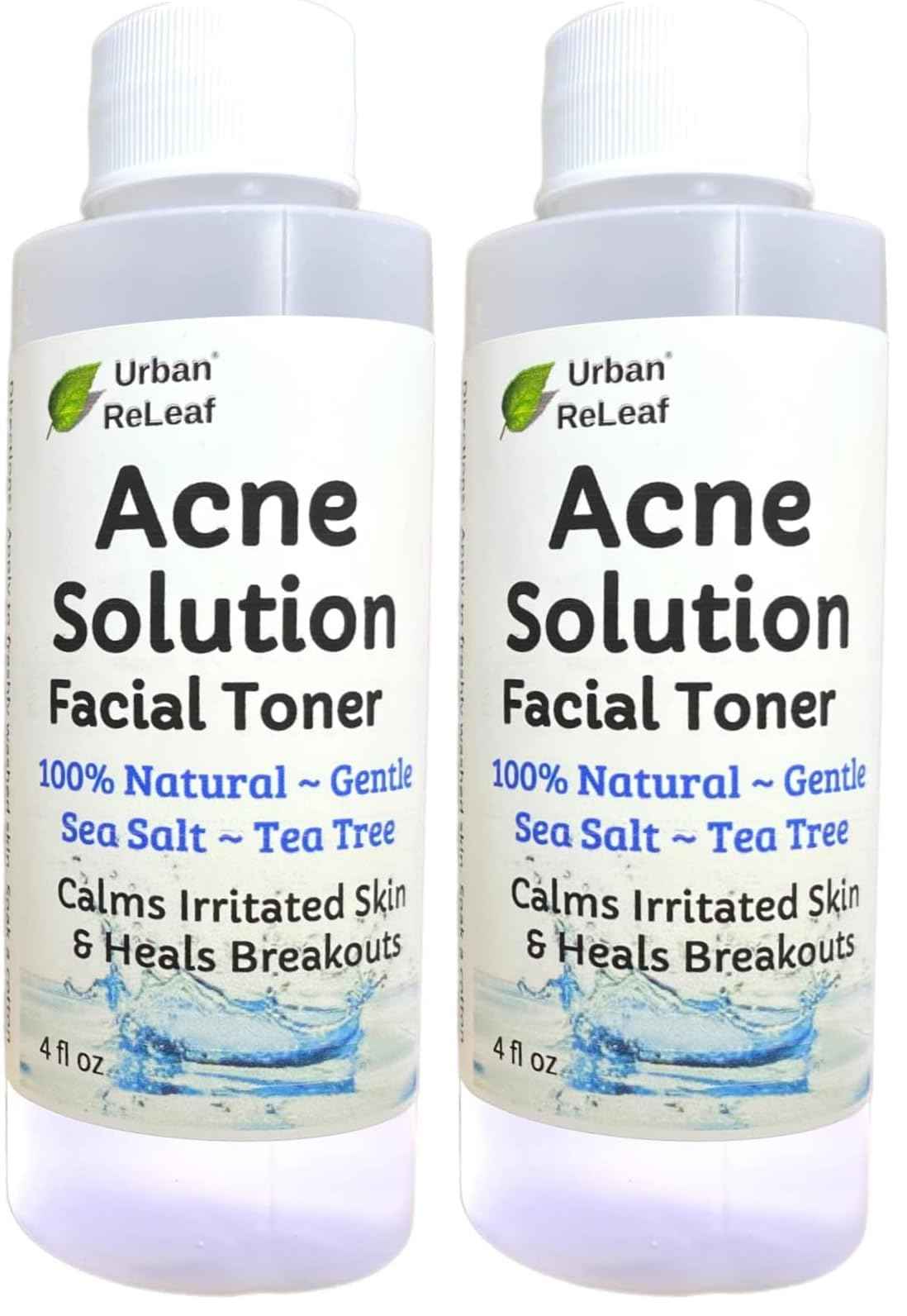 Urban ReLeaf Acne Solution Facial Toner! Sea Salt & Tea Tree. Soothe Skin, Calm breakouts. 4 oz. Gentle Effective. 100% Natural & Soothing. Reduce The Appearance of pores. (Pack of 2)