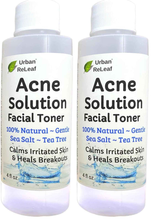 Urban ReLeaf Acne Solution Facial Toner! Sea Salt & Tea Tree. Soothe Skin, Calm breakouts. 4 oz. Gentle Effective. 100% Natural & Soothing. Reduce The Appearance of pores. (Pack of 2)