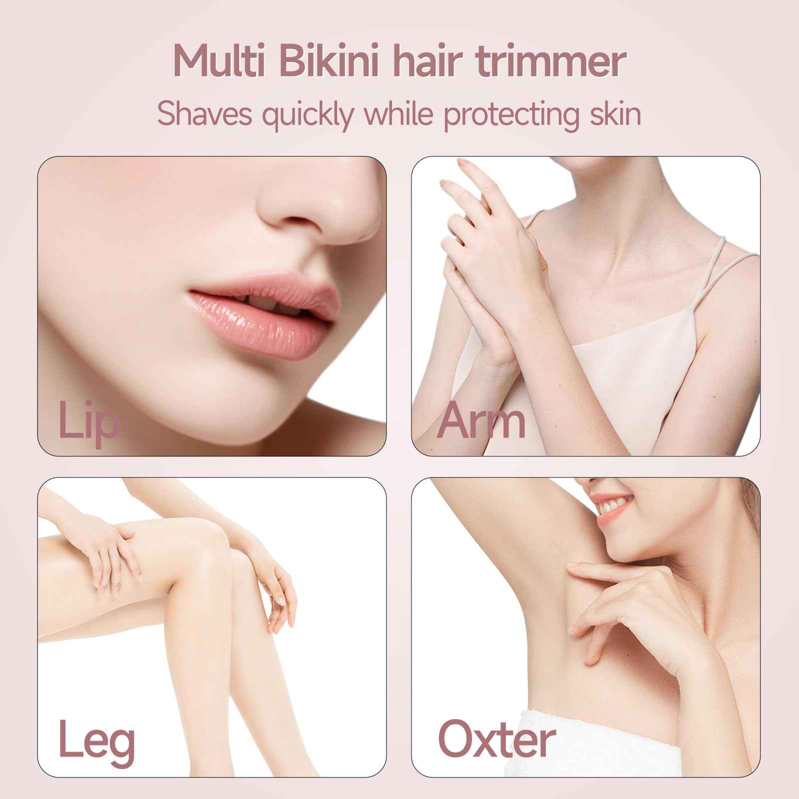 Bikini Trimmer for Women Electric Razors for Women, Double Head Dual Purpose, IPX7 Waterproof Hair Razor, Ceramic Blade Hair Trimmer Wet & Dry Use, Painless Electric Shaver for Facial and Body