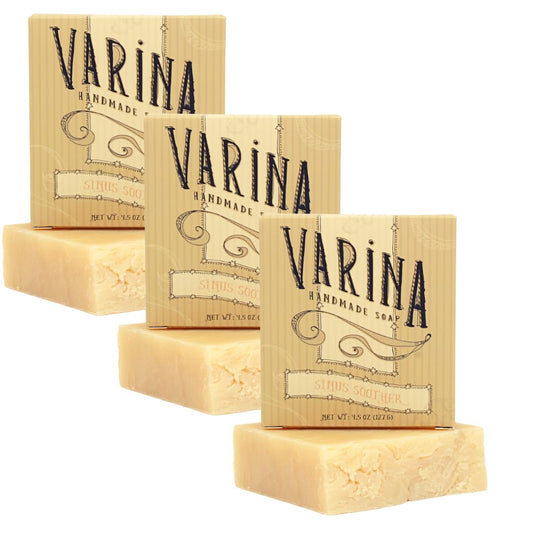 Varina Organic Sinus Soother Bar Soap - Gentle Cleansing for Sensitive Skin, Herbal and Mint - 3 Pack - Experience Healthy and Glowing Skin