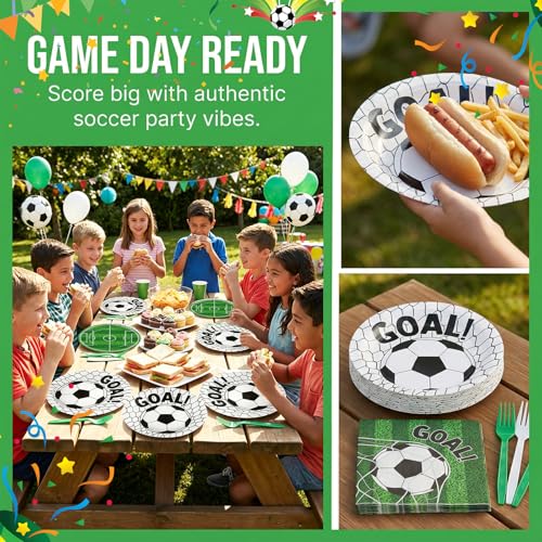 Soccer Party Supplies Set for 25 Guests | Plates & Napkins