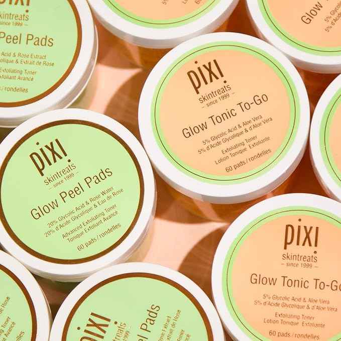 Pixi Beauty Glow Peel Pads | Exfoliating Treatment Contains 20% Glycolic Acid | Reveal Glowing Complexion | 60 Pads