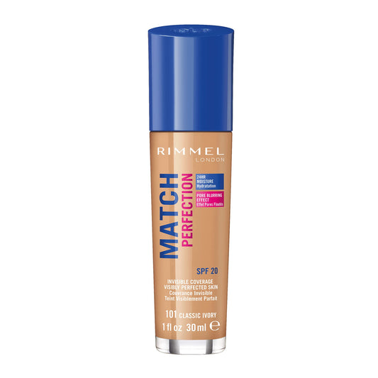 Rimmel London Match Perfection Foundation Spf20 101 Classic Ivory 30ml