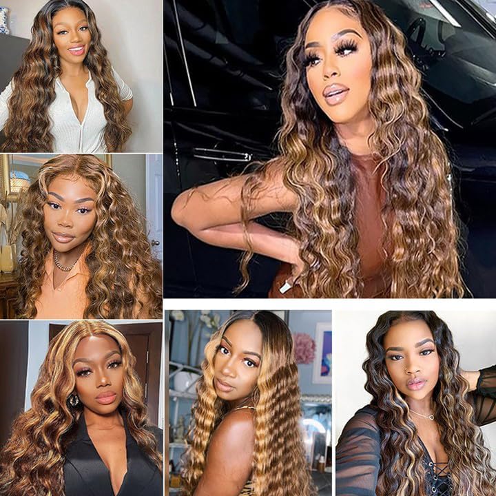 FuivJuix P4/27 Blonde Human Hair Braiding Extensions 3 Bundles 26 Inch Deep Wave