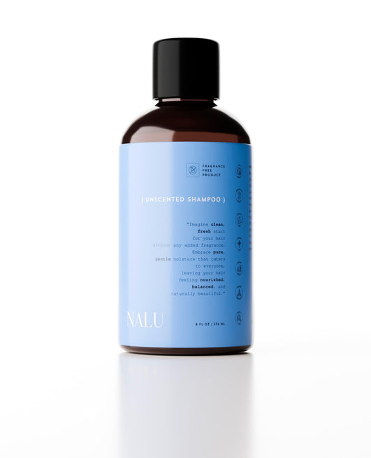 NALU Unscented Shampoo Infused with Organic Rosemary & Lavender Hydrosol. For Sensitive Scalp | Rejuvenating, Nourishing, Cleansing and Calming. All Hair Types, 8 Fl Oz.