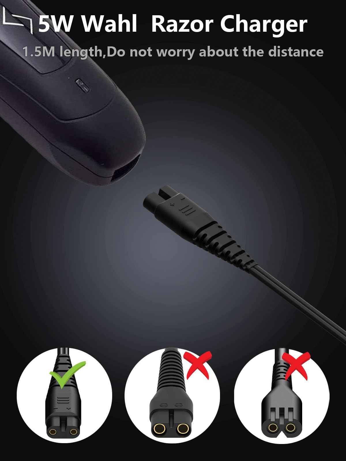 USB Charger Cord Compatible with Hatteker Cordless Pro Hair Clippers Beard Trimmer RFC-588 RFC-598 RFC-690 RFC-692 RFC-696 RSCX-7568 RSCX-9598 Shaver Razor Power Charging Cable Replacement Black 5FT