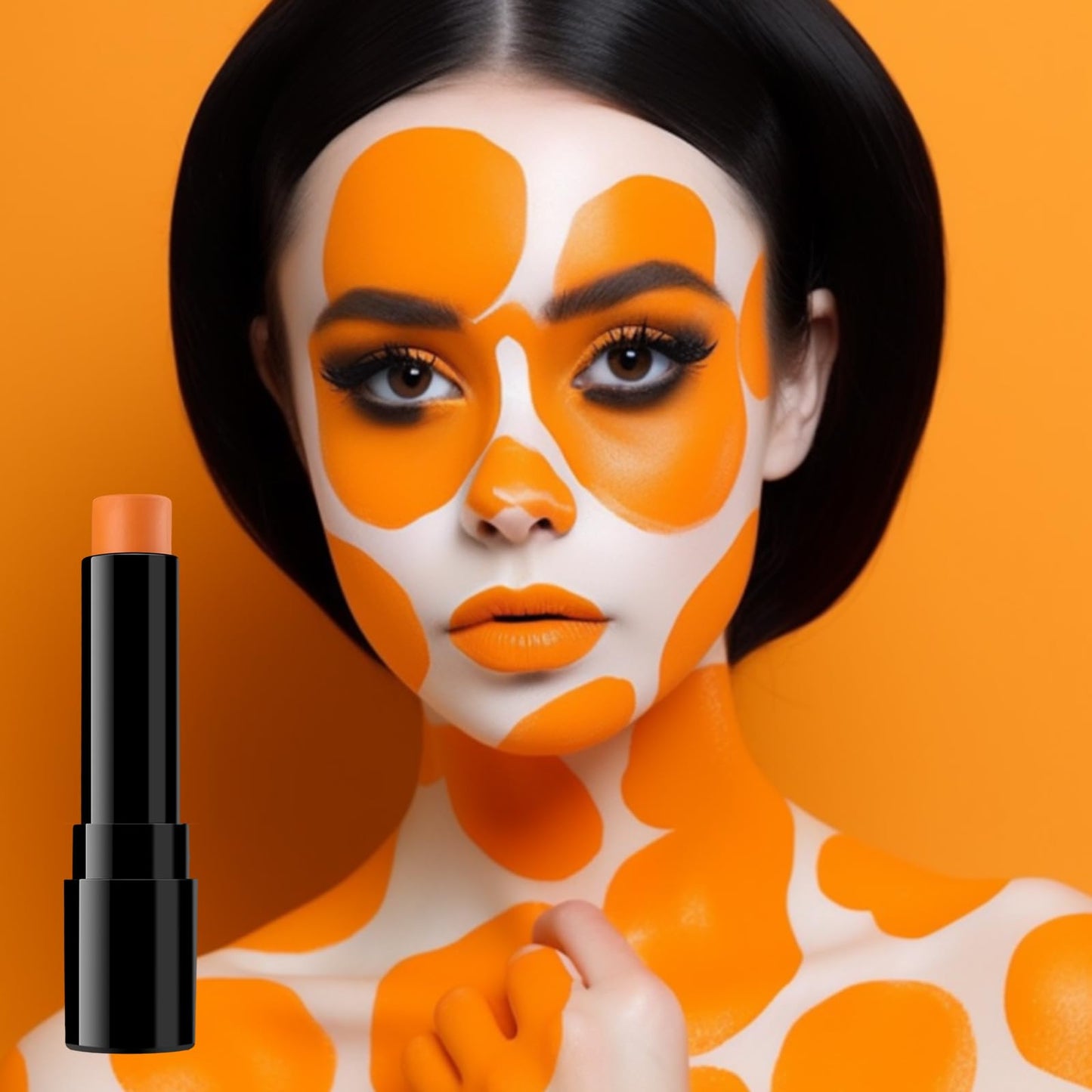 BADCOLOR Orange Face Body Paint Stick, Cream Blendable Eye Black Full Body Paint Makeup for Halloween SFX Makeup Cosplay Joker Zombie Vampire Costume Parties