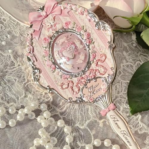 Flower Knows Bunny Garden Hand Mirror - Pink Floral Design