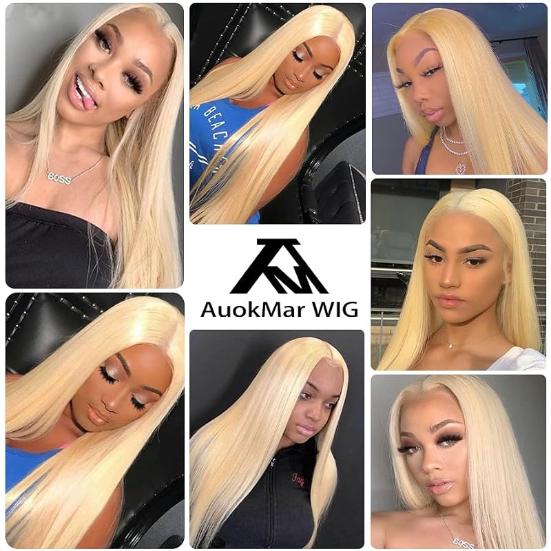 613 Blonde Straight Human Hair Bundles - AuokMar 12-34 Inch