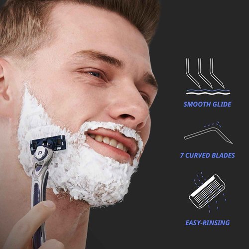 Dorco Pace 7 - Shaving Razor System for Men with Seven Curved Blades - Value Pack (10 Cartridges + 1 Handle)