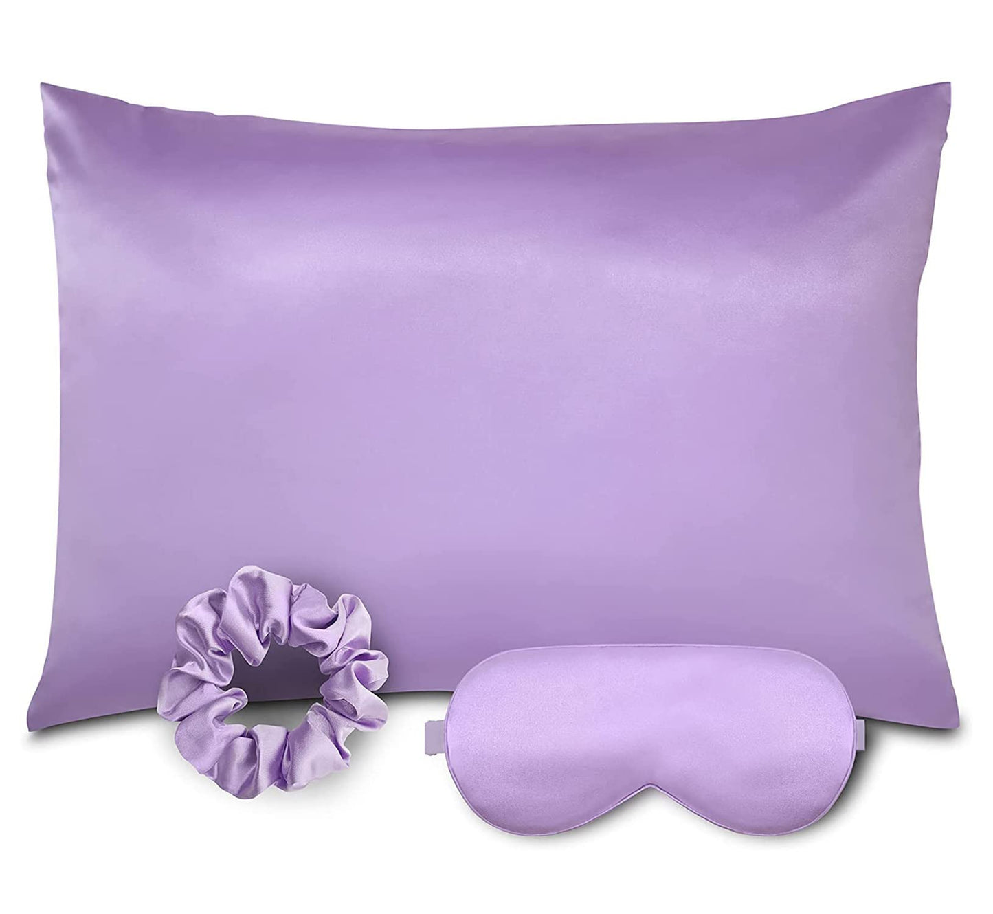 Sajakliy Luxury Satin Silk Pillowcase Set for Hair and Skin, Sleep Set: Standard Size Pillowcase, Satin Eye Mask and Scrunchie