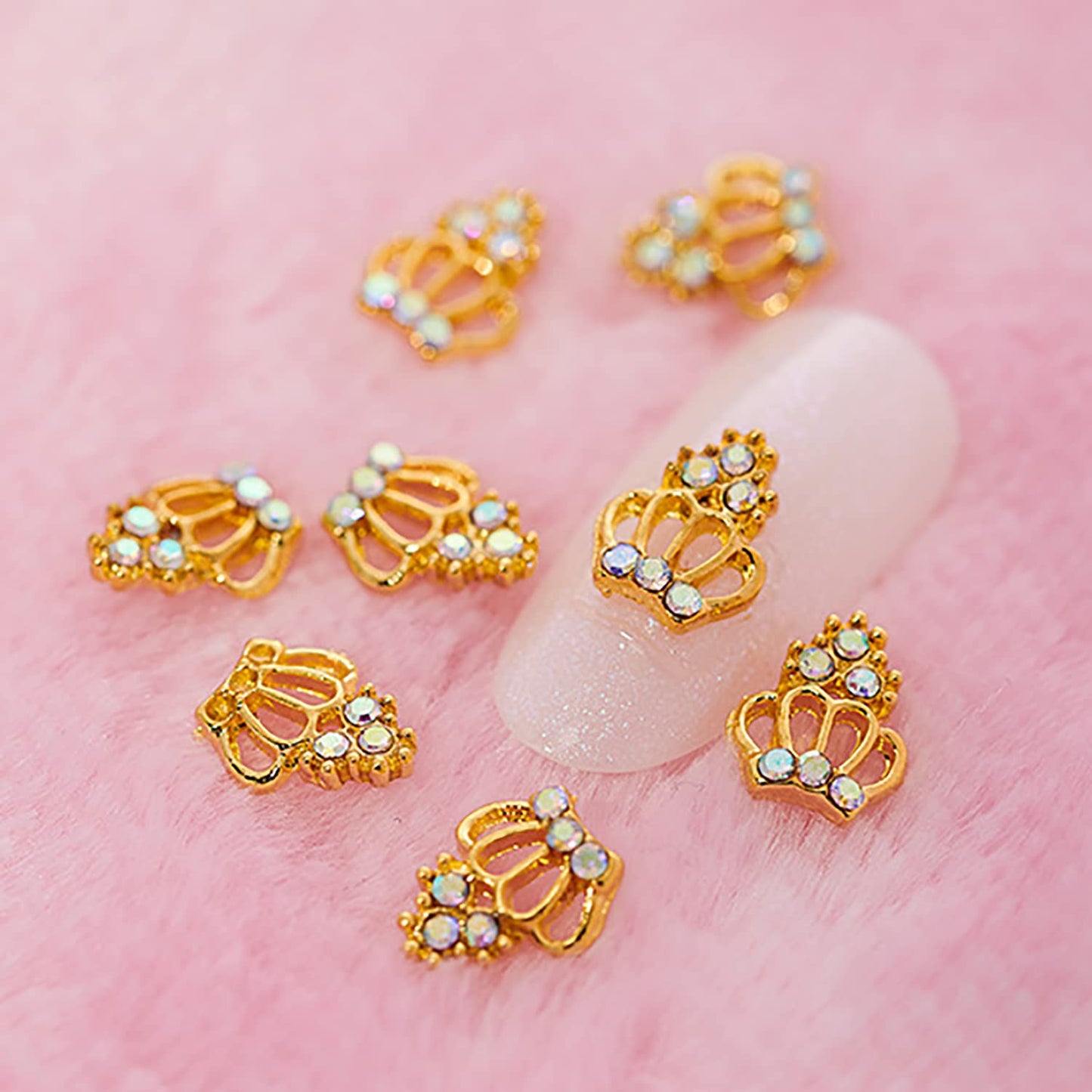 DANNEASY 30pcs Crown Nail Charms Nail Rhinestones Gold Nail Jewels 3D Nail Art Charms Charms for Nails Metal Nail Design Nail Studs Nail Jewelry for DIY Craft Decoration