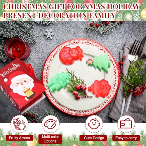 Demissle 4 Pcs Handmade Soaps Bath Gift Set Candy Soaps Holiday Mini Scented Soap Bath Soaps with Plus Christmas Gift Box for Kids Women Valentine¡®s Day Guest Bathroom(Tree)