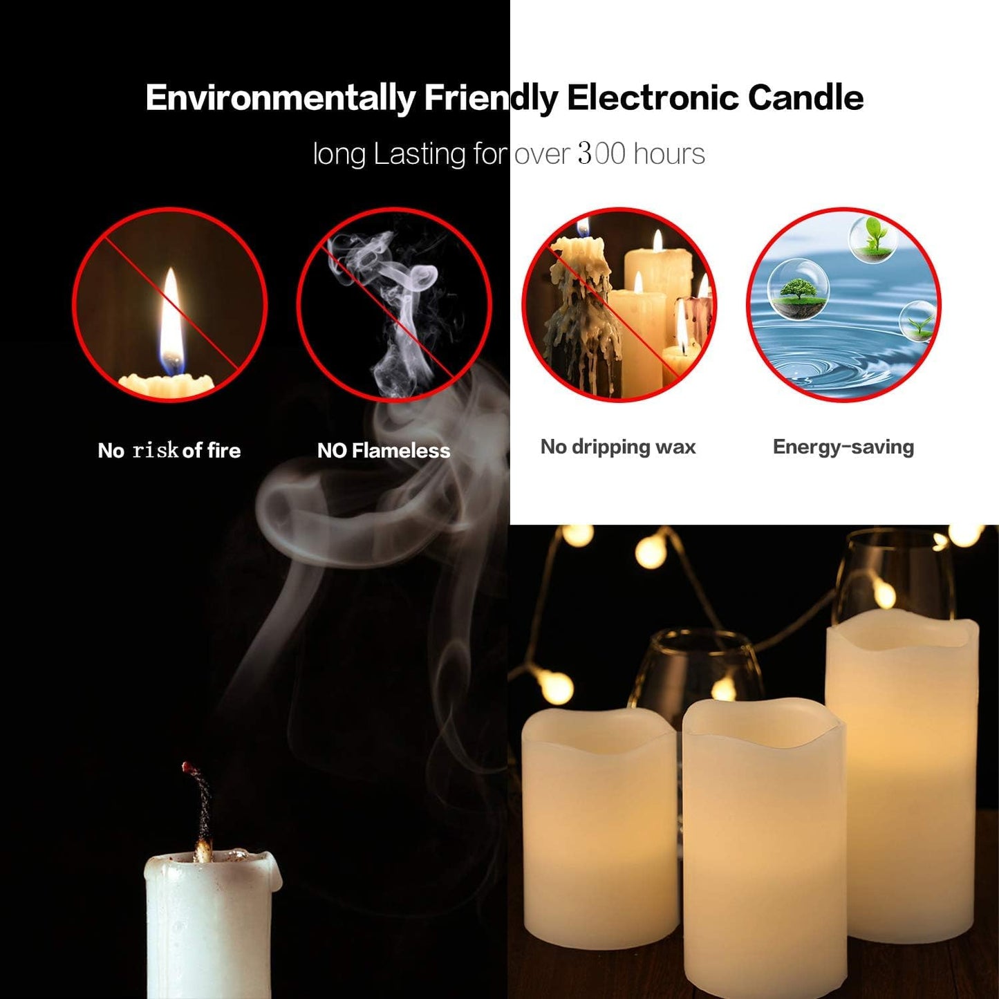 TEECOO Flameless Candles Battery Operated: Candles 4" 5" 6" H (3.15" D) Set of 6 Ivory Real Wax Pillar LED Candles with 10-Key Remote and Cycling 24 Hours Timer -（Beautiful Decoration for Party