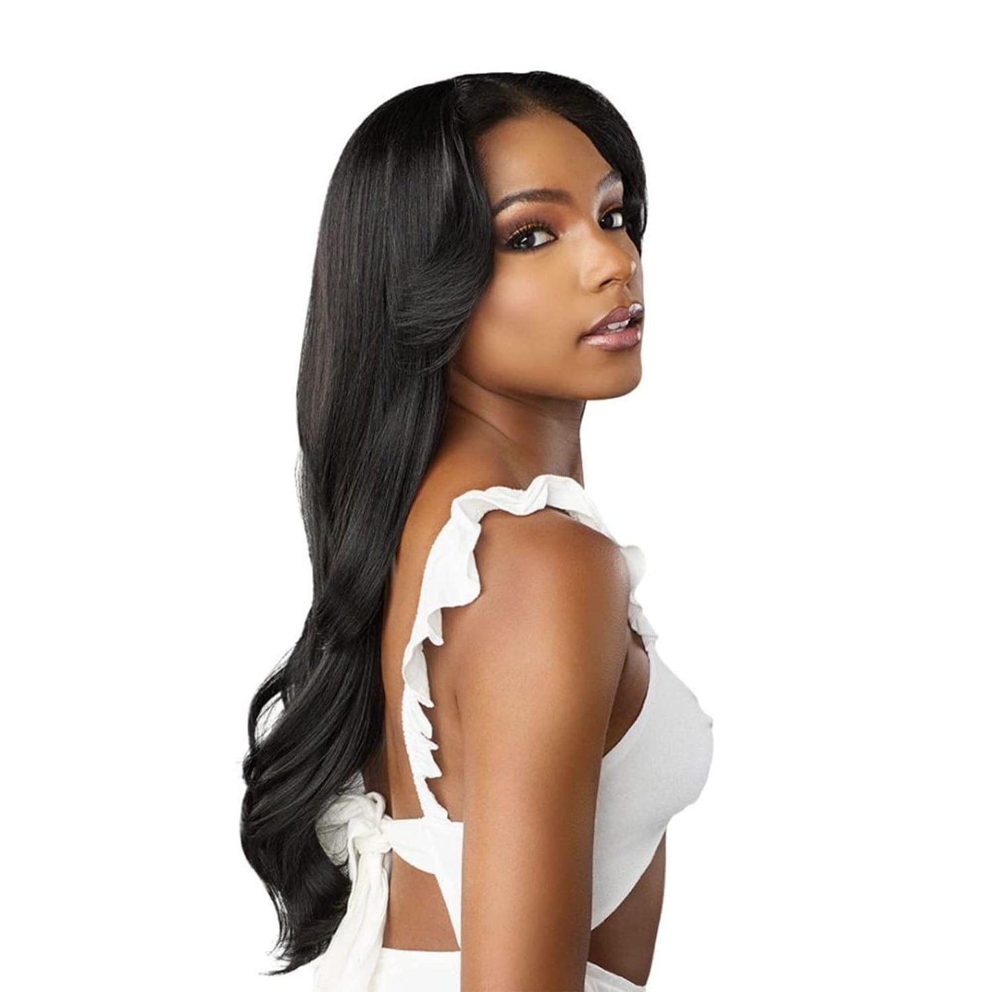 Sensationnel Dashly lace Front Wig - hand tied ear to ear soft lace synthetic with baby hair 5 Inch Deep Part - Dashly lace unit 27 (1B OFFBLACK)