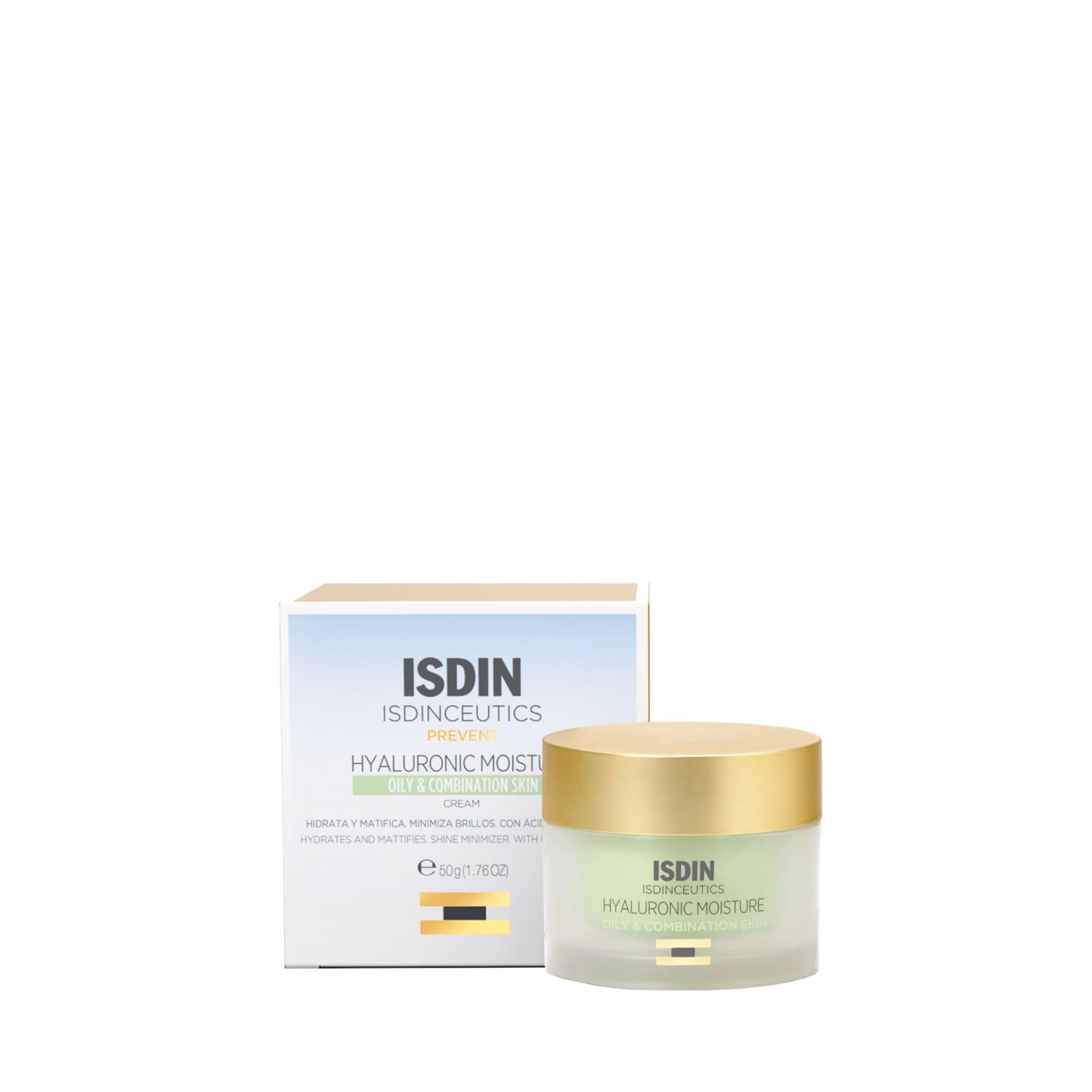 ISDIN Hyaluronic Moisture Oily & Combination Skin Mattifying Daily Face Moisturizer with Hyaluronic Acid 1.76 OZ (Cream)