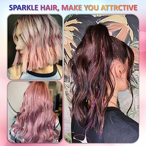 Fiwecos Pink Fairy Hair Tinsel Kit - 1200 Strands, 48 Inches