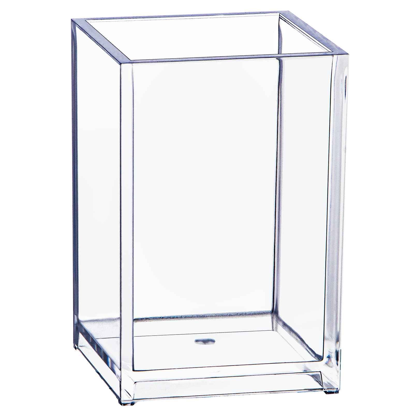 Dayaanee Acrylic Makeup Brush Organizers Countertop, Clear Pencil Holder Transparent Lipstick Holder 2.5x2.5x3.8 Inches Storage Square Cube for Bathroom Jewelry Accessories Pen Holding