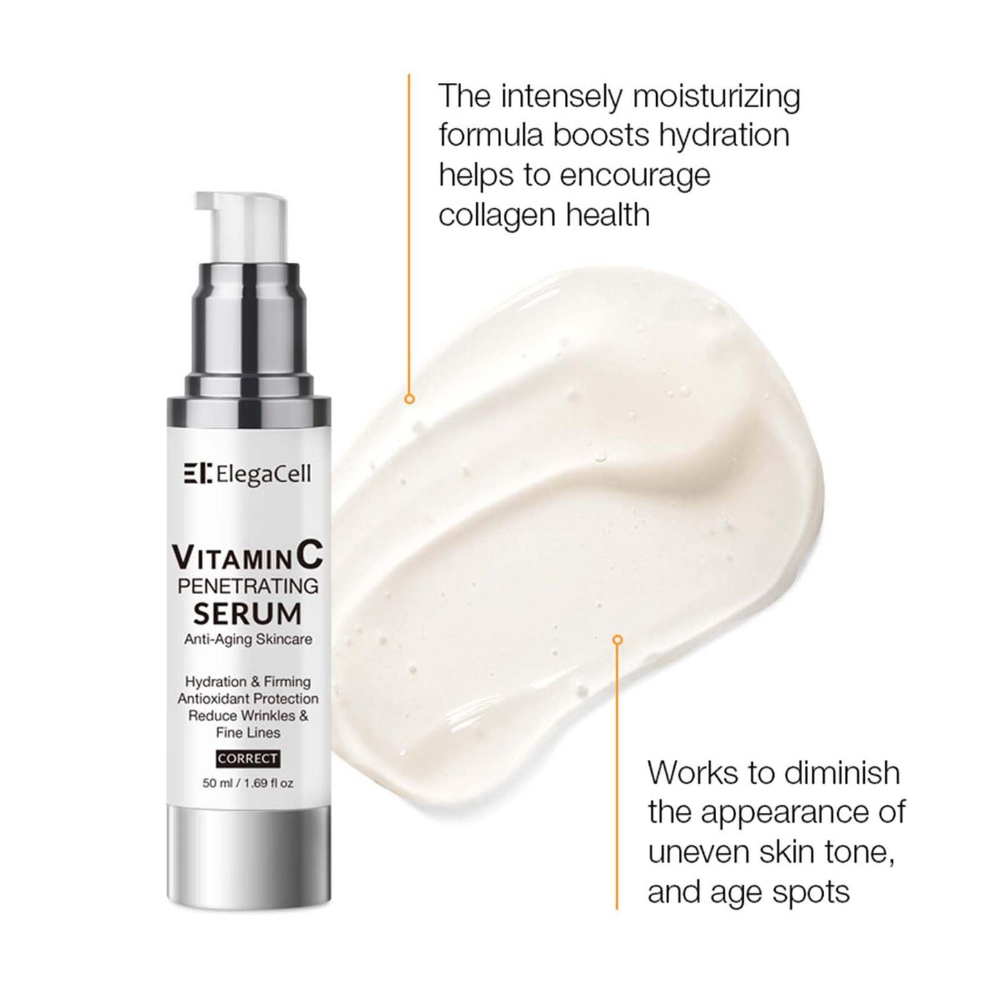 HACIRFE ElegaCell Vitamin C Serum for Women Over 70 - Advanced Anti-Aging Vitamin C Face Super Serum for Mature Skin 1.69 fl oz pack of 2