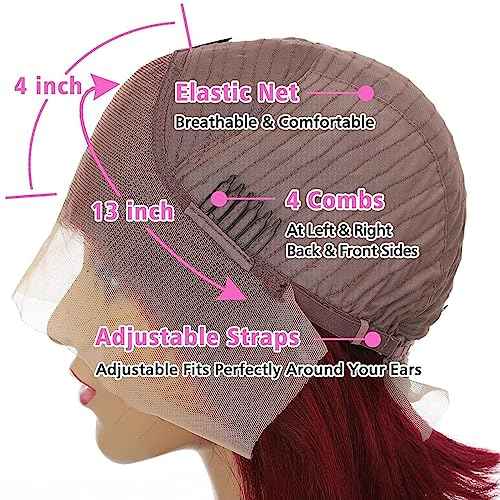 Ginger Orange Highlight Skunk Stripe Short Bob Wigs Human Hair Chocolate Brown Straight Bob Wigs Ombre 13x4 HD Lace Frontal Wigs Brazilian Virgin Human Hair Wig 150% Density Pre Plucked 10 Inch