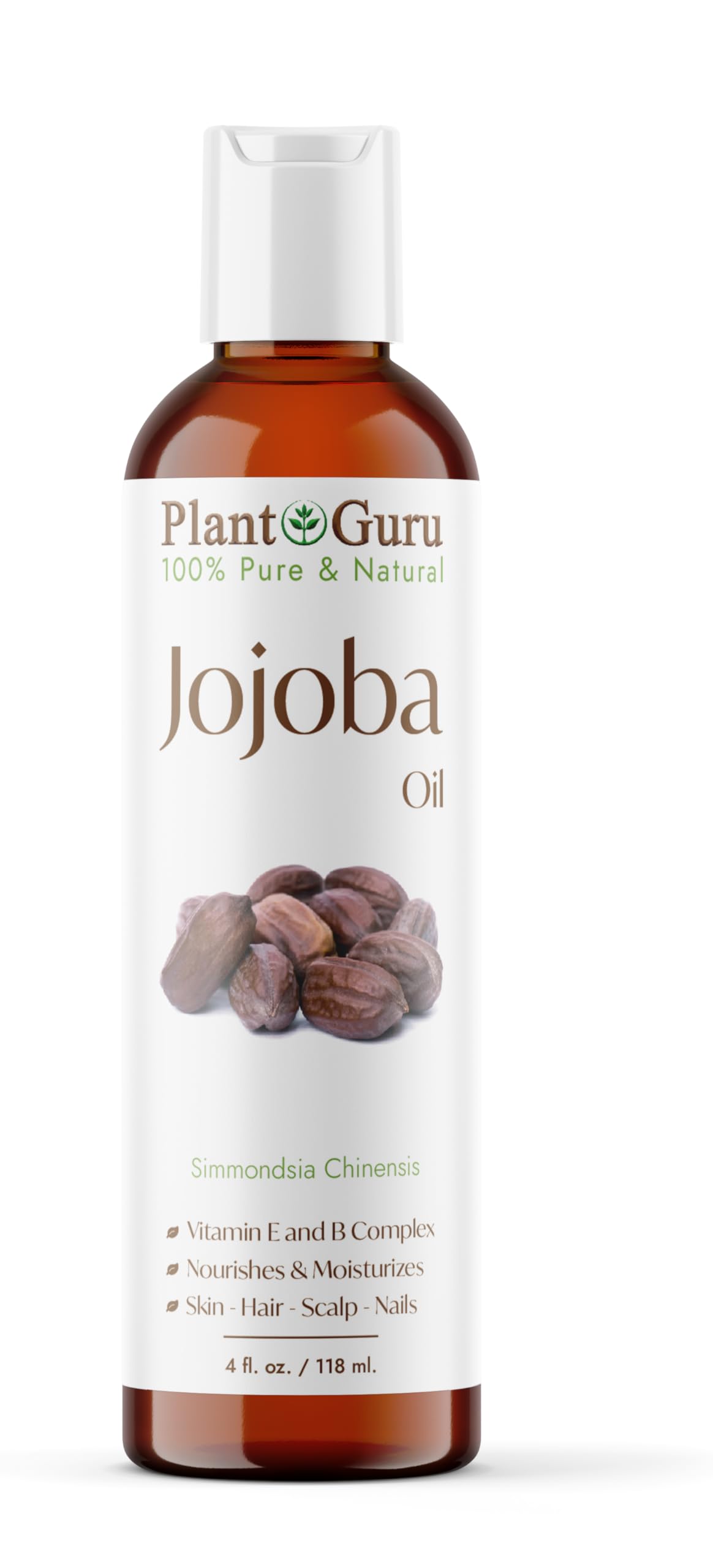 Jojoba Oil 4 fl. oz. Cold Pressed Unrefined - 100% Pure Natural Moisturizer For Skin, Body, Face And Hair Growth. Deeply Hydrating Carrier Oil For DIY Soap Making and Massage