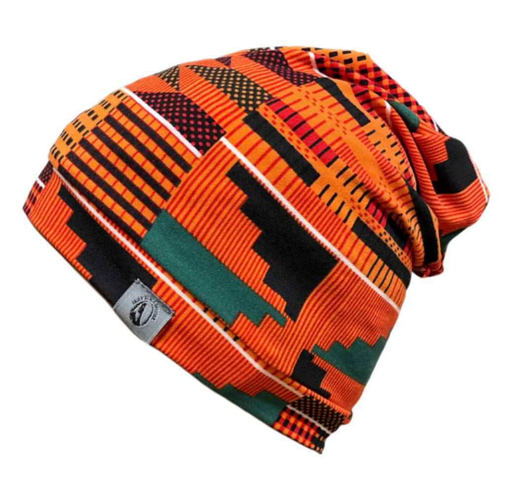 Fairy Black Mother Day & Night Adjustable Hair Cap Satin Bonnet Alternative for All Hair Styles Dreadlocks Locs & Braids(Kente Orange,Medium)