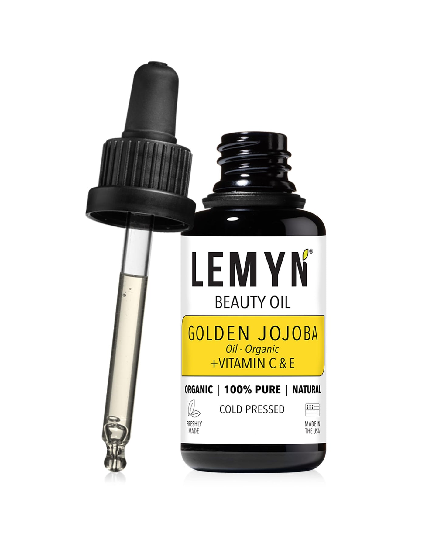 Lemyn Organics Golden Jojoba Oil | Supercharged with Clinically Proven THD Vitamin C | Freshly Made | Deep Hydration & Radiant Boost | Handcrafted Excellence from Santa Barbara