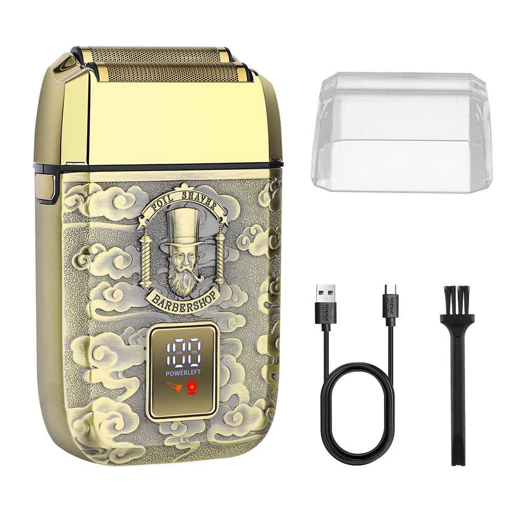 HIENA PRO Professional Foil Shaver for Men, Reciprocating Electric Beard Trimmer, Cordless Bald Head Precision Trimmer with LED, Perfect Gifts for Men(GM)