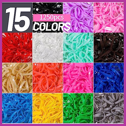 Teenitor Hair Rubber Bands 1250pc Elastic Ties Kit for Girls