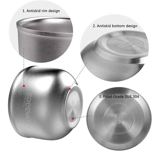 Anbbas Shaving Soap Bowl,3 Layers Food-Grade 304 Stainless Steel Shaving Cream Mug Cup for Brush Men Close Shave(Dia: 4.1 inches)