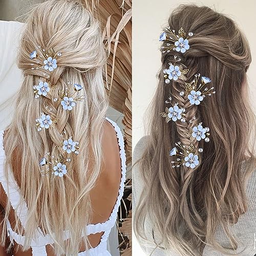 6 Piece Bridal Wedding Hair Pins with Pearls & Rhinestones