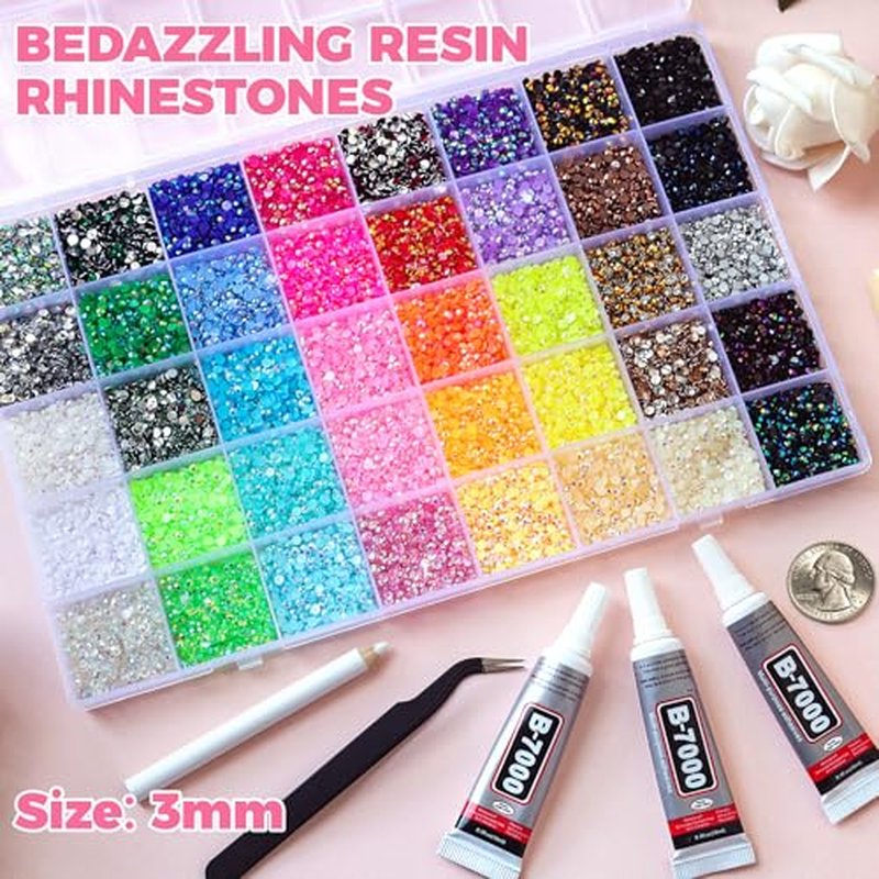 50000Pc Jelly Rhinestones Kit 3mm Flatback Gems with B7000 Glue