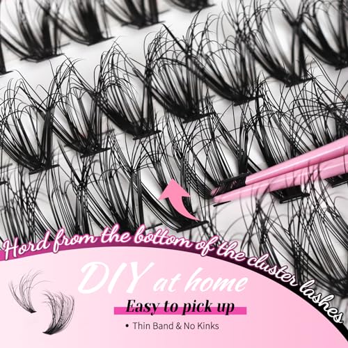 Veleasha Lash Clusters 268PCS Individual Lashes Wispy Brown Clusters Lashes Bottom Lashes Natural Spike D Curl Eyelash Clusters Fluffy Pestañas DIY Eyelash Extensions for Beginner Easy(Hot Style MIX)