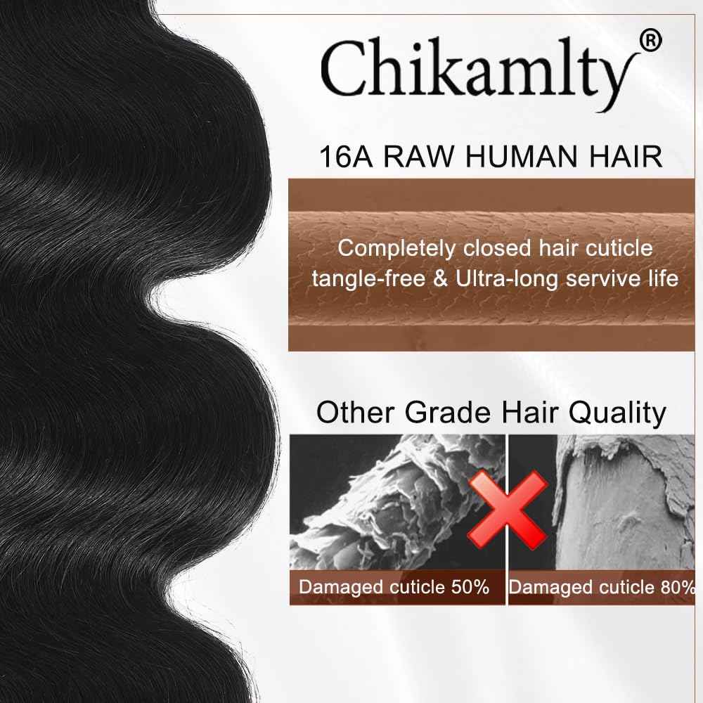 Raw Bundles Human Hair Body Wave Bundles, 10 Inch 16A Raw Hair Bundles Burmese Hair Bundles, 3 Years Service Life, Keep Texture Silky Soft Tangle-Free after Multiple Washes