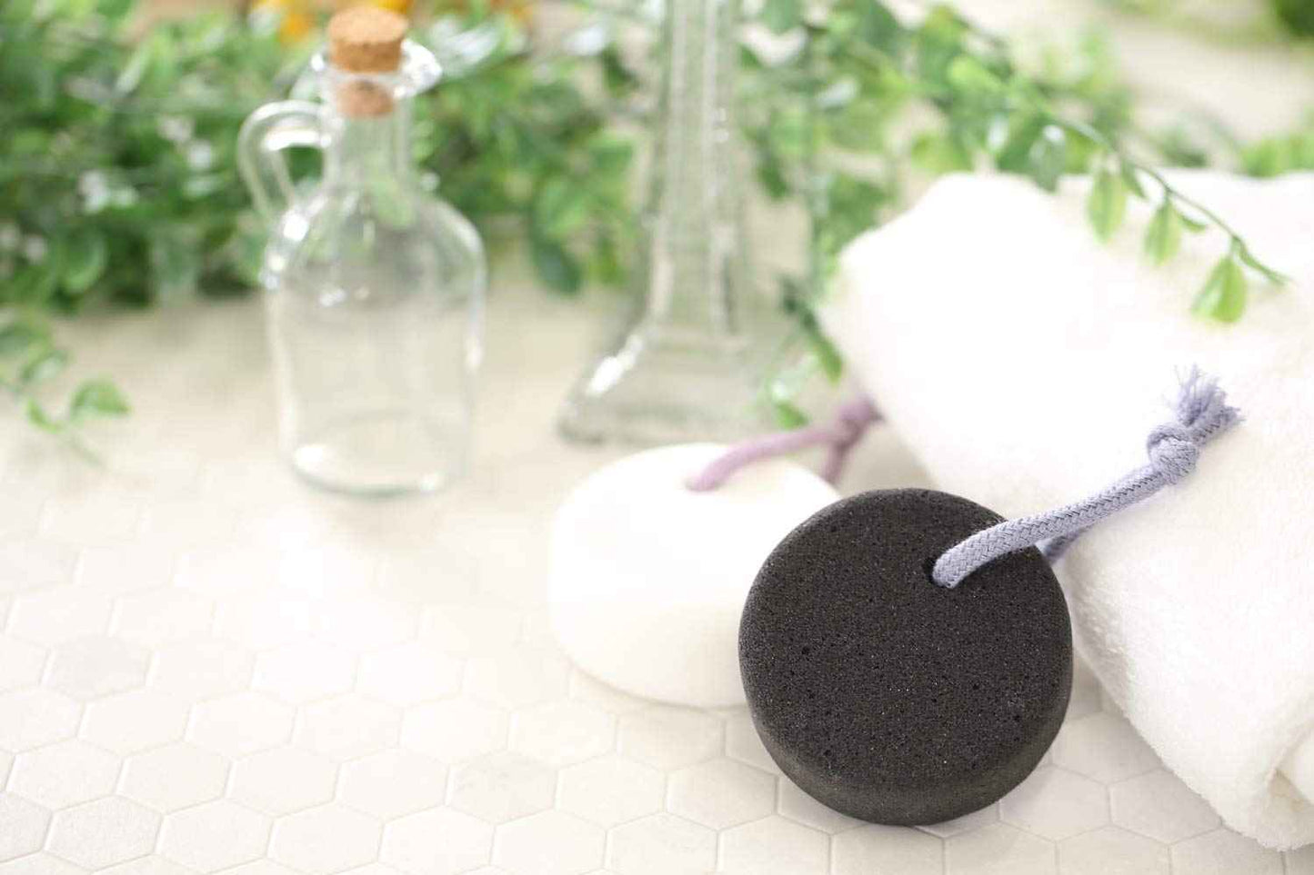 Pumice Stone for Feet, Body, Hands [Made in Japan] Silk or Charcoal Plus Hyaluronic Acid Essence Blended for Extra Fine Smooth Finish, Soft Foot Pumice Scrubber (2 pcs Set (Charcoal and Silk))
