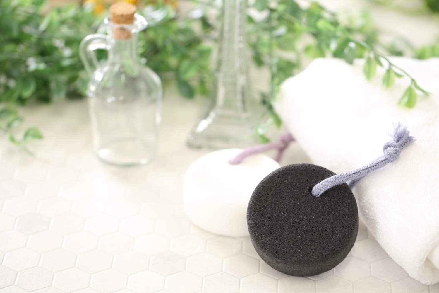 Pumice Stone for Feet, Body, Hands [Made in Japan] Silk or Charcoal Plus Hyaluronic Acid Essence Blended for Extra Fine Smooth Finish, Soft Foot Pumice Scrubber (2 pcs Set (Charcoal and Silk))