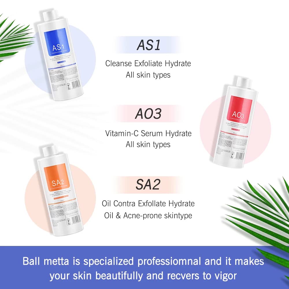 Marfort AS1 SA2 AO3 Aqua Peeling Solution Salon Professional Dermabrasion Facial Special Solutions Skin Care Aqua Peeling Serum For Hydra Facial Dermabrasion Machine 400ml (Set of 3 Bottles)